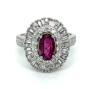 Certified Mozambique Ruby 1.05ct Diamonds Pla Ring